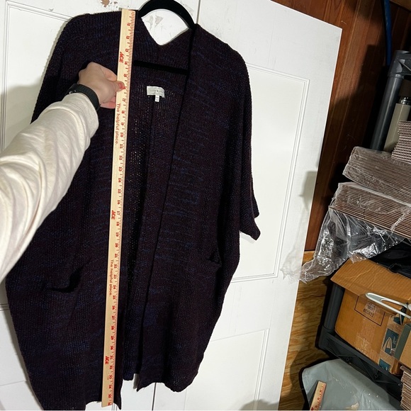 Lucky Brand Crochet Poncho Cardigan Maroon and Blue Size XS/S Wool Open Front - Picture 5 of 12